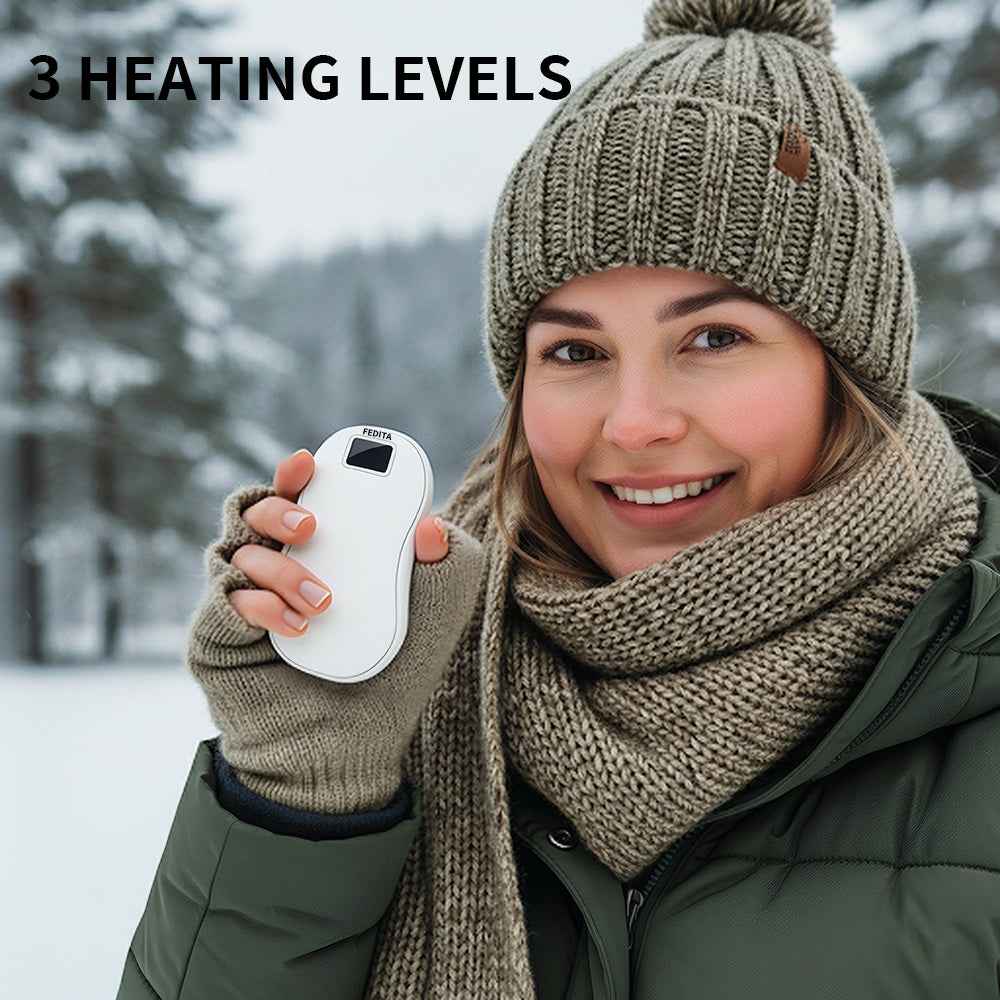 Rechargeable Hand Warmer - Double-Sided Heating with Digital Display