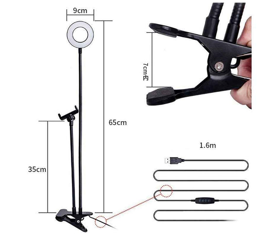 Ring light with 3 color temperature modes for makeup