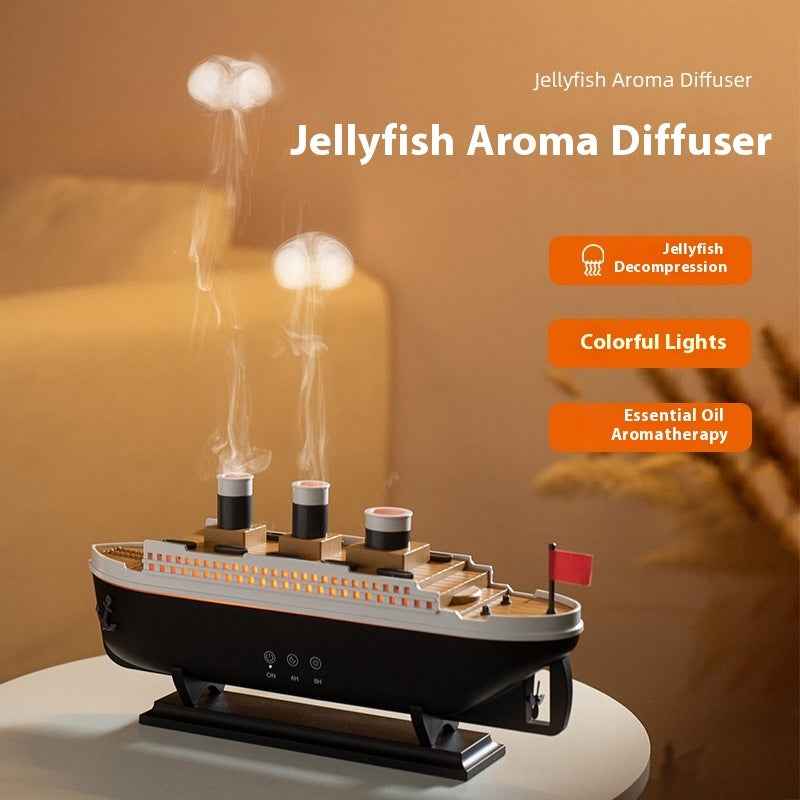 Titanic ship aroma diffuser with mist smoke-ring effect