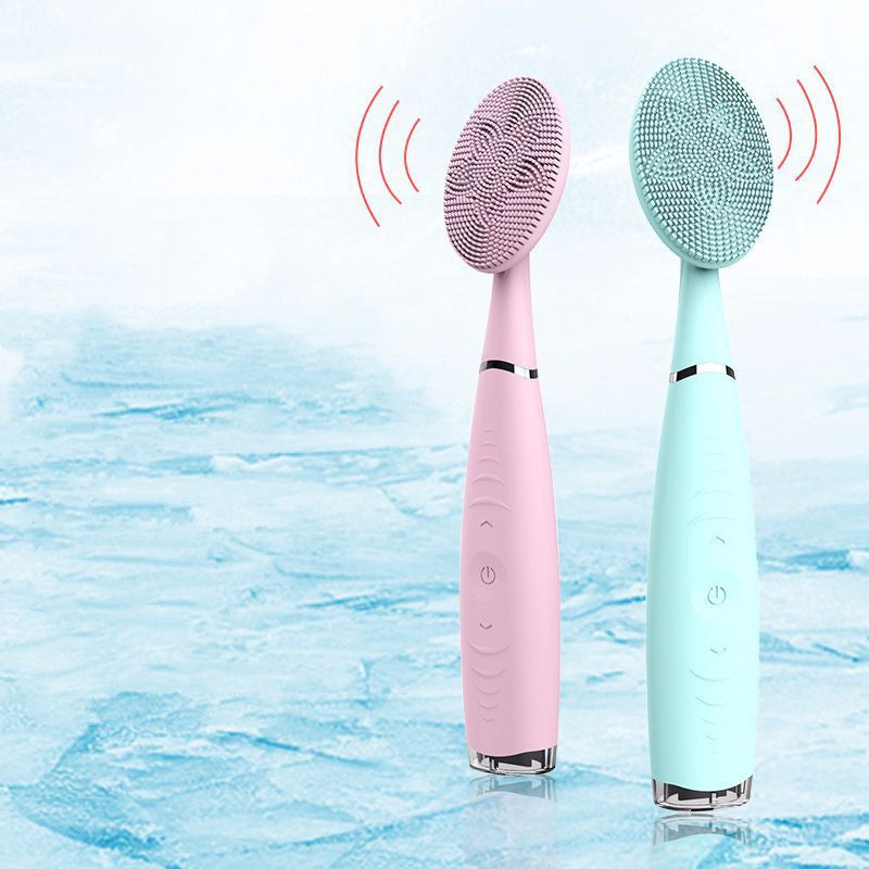 Portable electric facial cleansing brush tool
