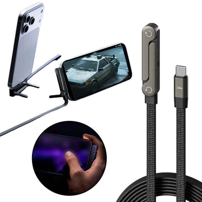 Foldable 240W fast charging cable with built-in phone stand