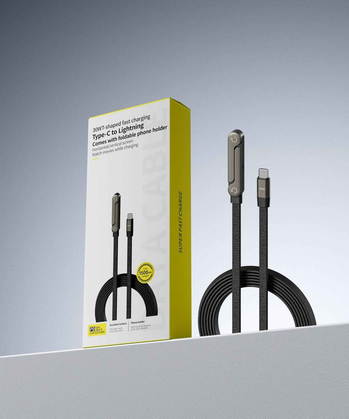 Fast Charging Foldable Bracket Data Cable 2-in-1 Data Wire Foldable Phone Tablet Stand Type-C To Type-C USB-A To Type-C