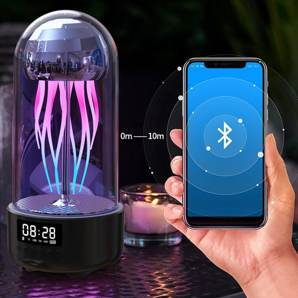 JellyGlow 3in1 : Colorful jellyfish lamp, digital clock & Bluetooth speaker in one stylish design. - EASYBUY