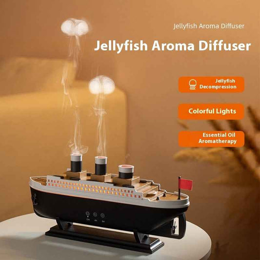 Titanic ship aroma diffuser with mist smoke-ring effect