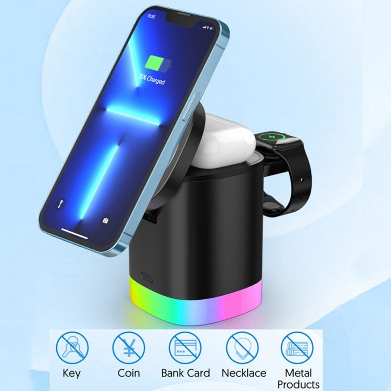 Compact RGB 3-in-1 Charging Station for desk