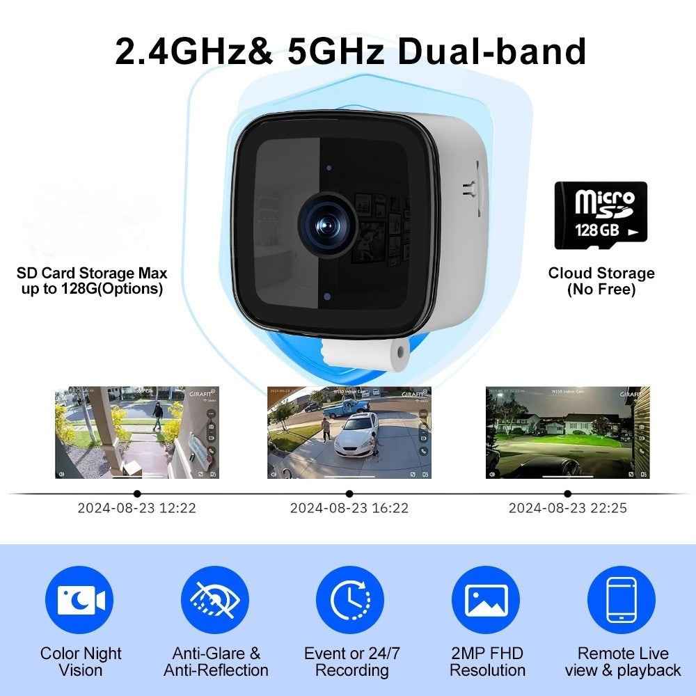 Home security camera monitoring through window glass