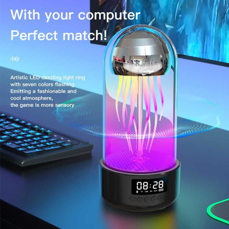 JellyGlow 3in1 colorful jellyfish lamp with clock and speaker