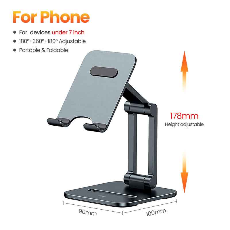 Adjustable Metal Phone and Tablet Stand - Foldable