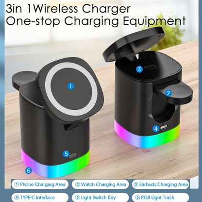 Fast charging RGB 3-in-1 station for iPhone, Watch, AirPods